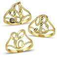 thumbnail image 1 of LoveBling 10K Yellow Gold Ladies Cursive Alphabet Initial Ring (G, 9), 1 of 1