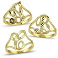 thumbnail image 1 of LoveBling 10K Yellow Gold Ladies Cursive Alphabet Initial Ring (I, 5), 1 of 1