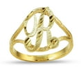 thumbnail image 1 of LoveBling 10K Yellow Gold Ladies Cursive Alphabet Initial Ring (R, 9), 1 of 2