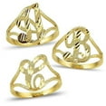 thumbnail image 1 of LoveBling 10K Yellow Gold Ladies Cursive Alphabet Initial Ring (S, 7.5), 1 of 1