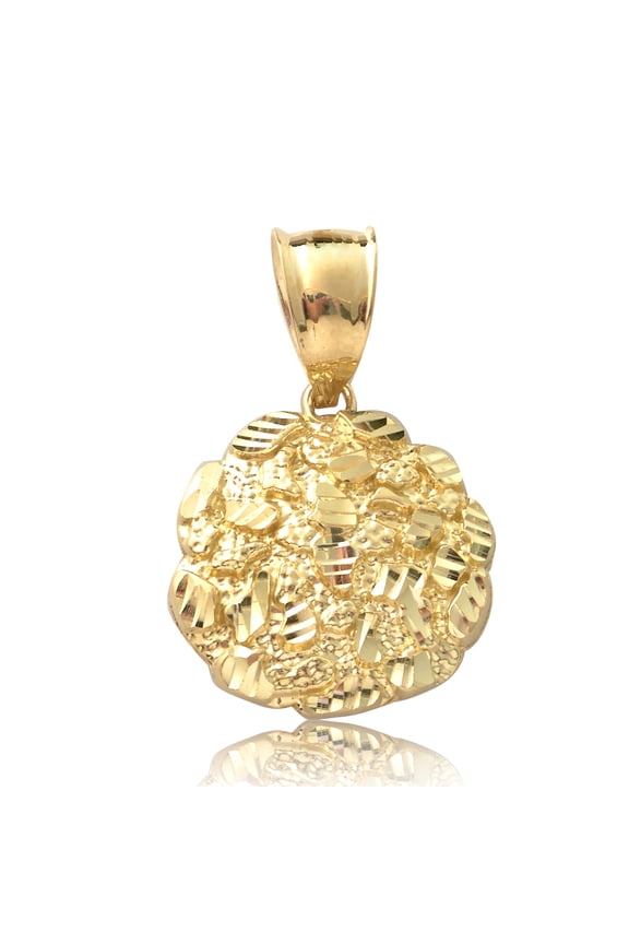 10K Yellow Gold Small Round Nugget Charm (0.93" x 0.58")