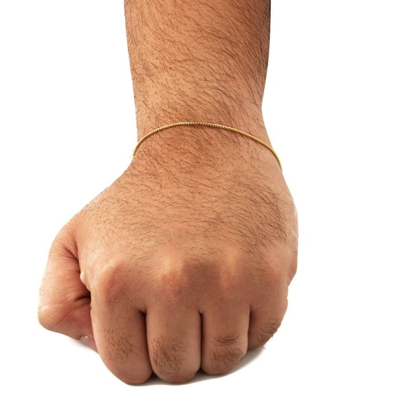 LoveBling 10K Yellow Gold Solid Diamond Cut Franco Chain Bracelet (1.1mm, 7.5")