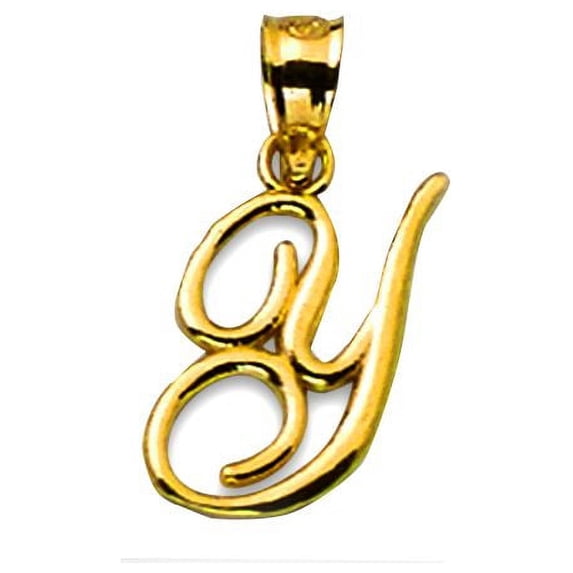LoveBling 10k Large Script Copperplate Initial Charm Pendant (Y)