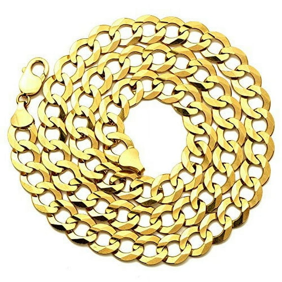 LoveBling 10k Yellow Gold 12mm Plain Solid Curb Cuban Necklace W/Lobster Lock (28")