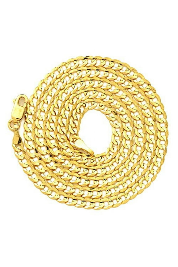 10k Yellow Gold 3mm Plain Solid Curb Cuban Necklace W/Lobster Lock (24")