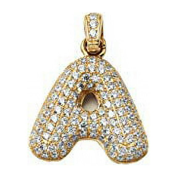 LoveBling 10k Yellow Gold Alphabet Initial Bubble Letter Charm Pendant (A ; 0.87" x 0.47")
