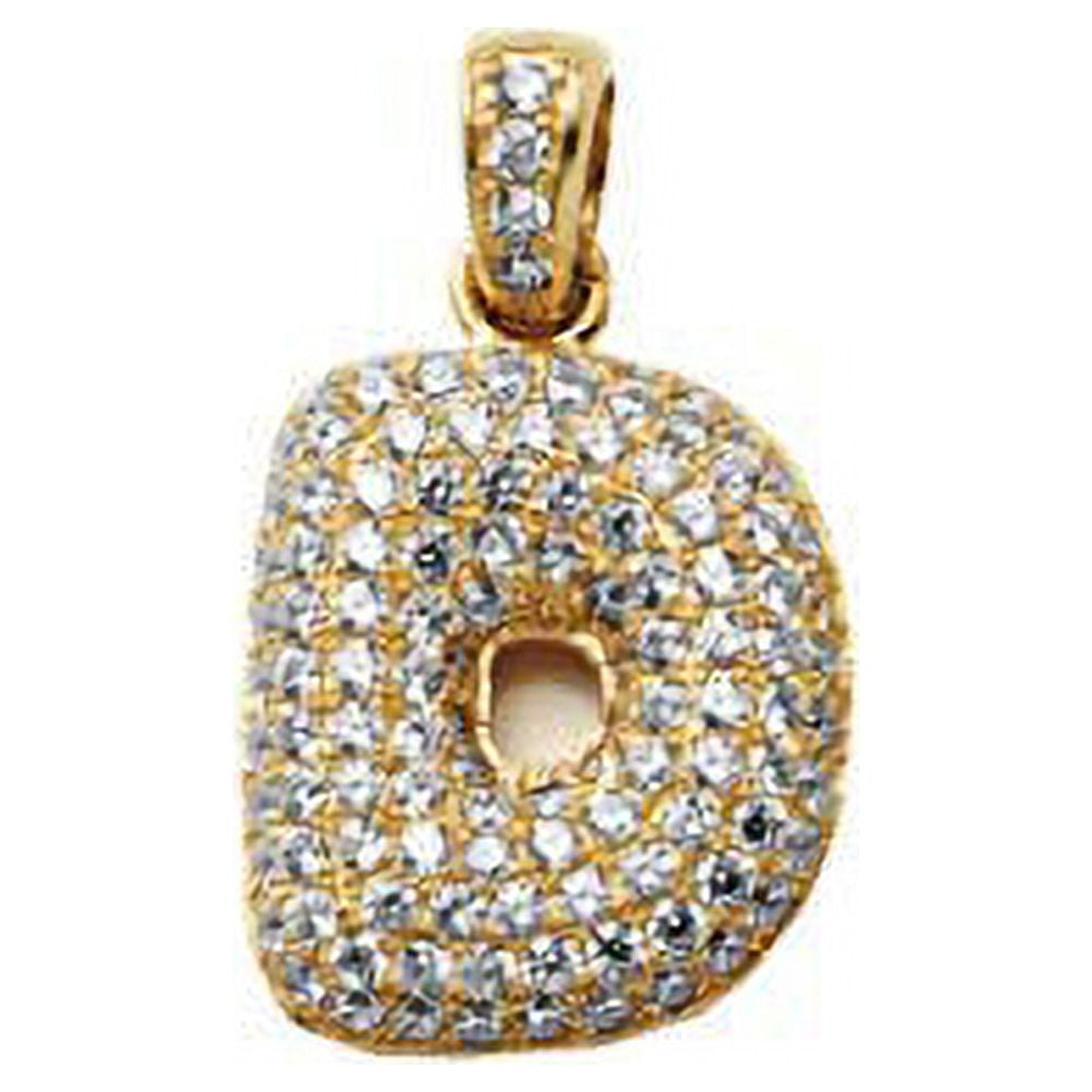 All Initial Bubble Letter "A-Z" Necklace In 14K Gold With CZ - Foto 9