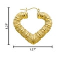 thumbnail image 1 of LoveBling 10k Yellow Gold Heart Shaped Bamboo Hoop Earrings (1.67" x 1.37"), 1 of 3