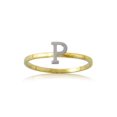 thumbnail image 1 of LoveBling 10k Yellow Gold Two-Tone Ladies Alphabet Initial Ring (P, Size 5), 1 of 5