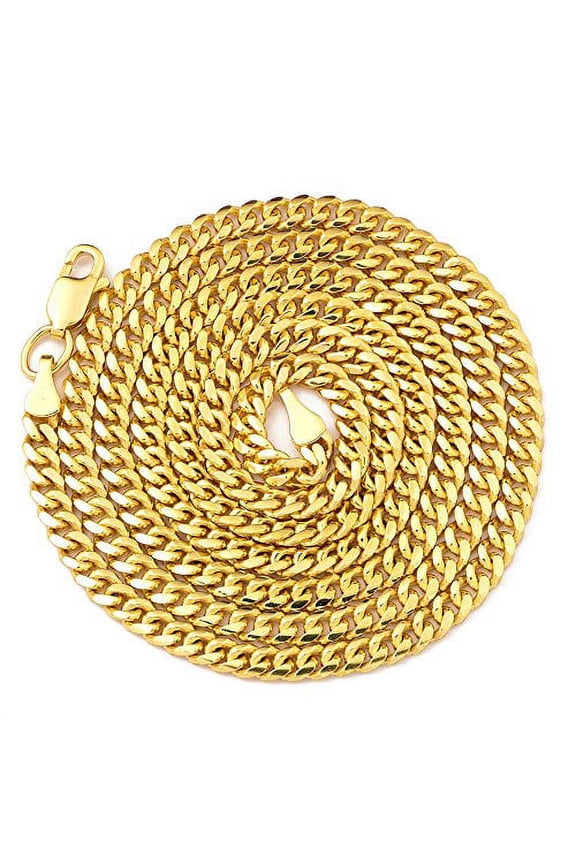 14K Yellow Gold 2.5mm Solid Miami Cuban Necklace with Lobster Lock (18")