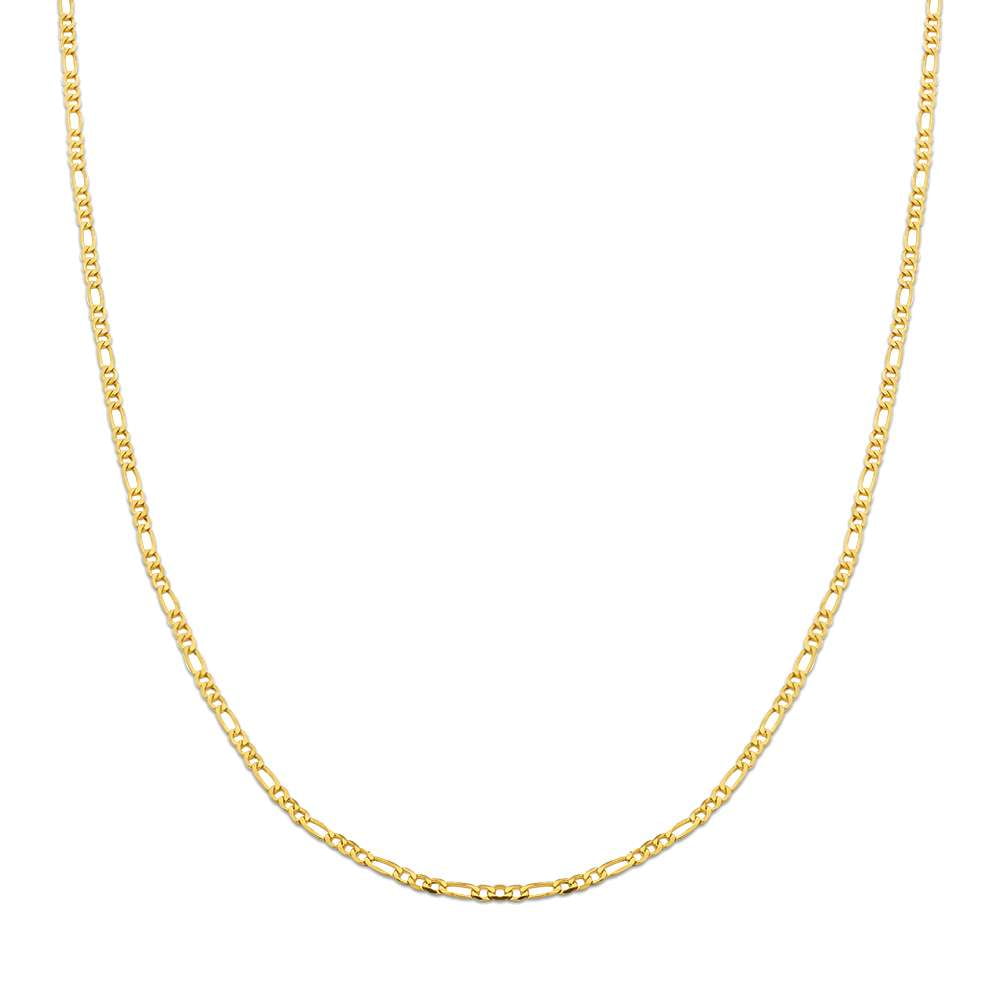 LoveBling 14K Yellow Gold 2mm Solid Figaro Chain Necklace (18 inches