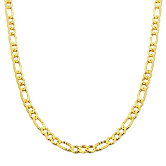 LoveBling 14K Yellow Gold 6.5mm Solid Figaro Chain Necklace (22 inches)