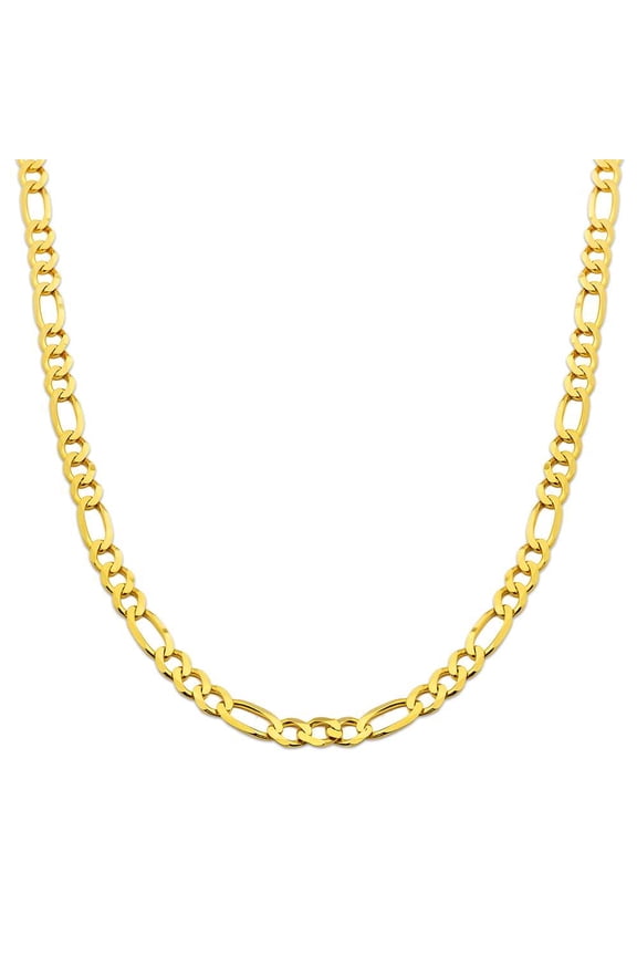 14K Yellow Gold 6.5mm Solid Figaro Chain Necklace (22 inches)