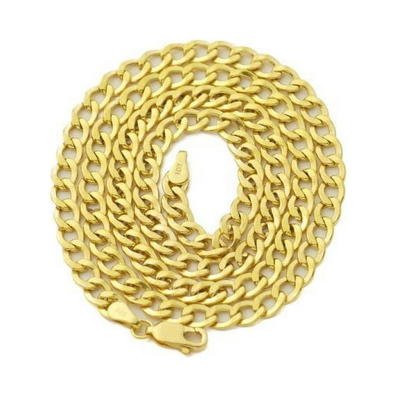 LoveBling 14k Yellow Gold 3mm Hollow Curb Cuban Chain Necklace With Lobster Lock (20")