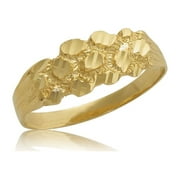 LoveBling Men's 10K Yellow Gold Slim Nugget Ring (12)