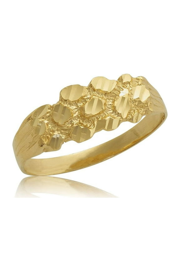 Men's 10K Yellow Gold Slim Nugget Ring (12)