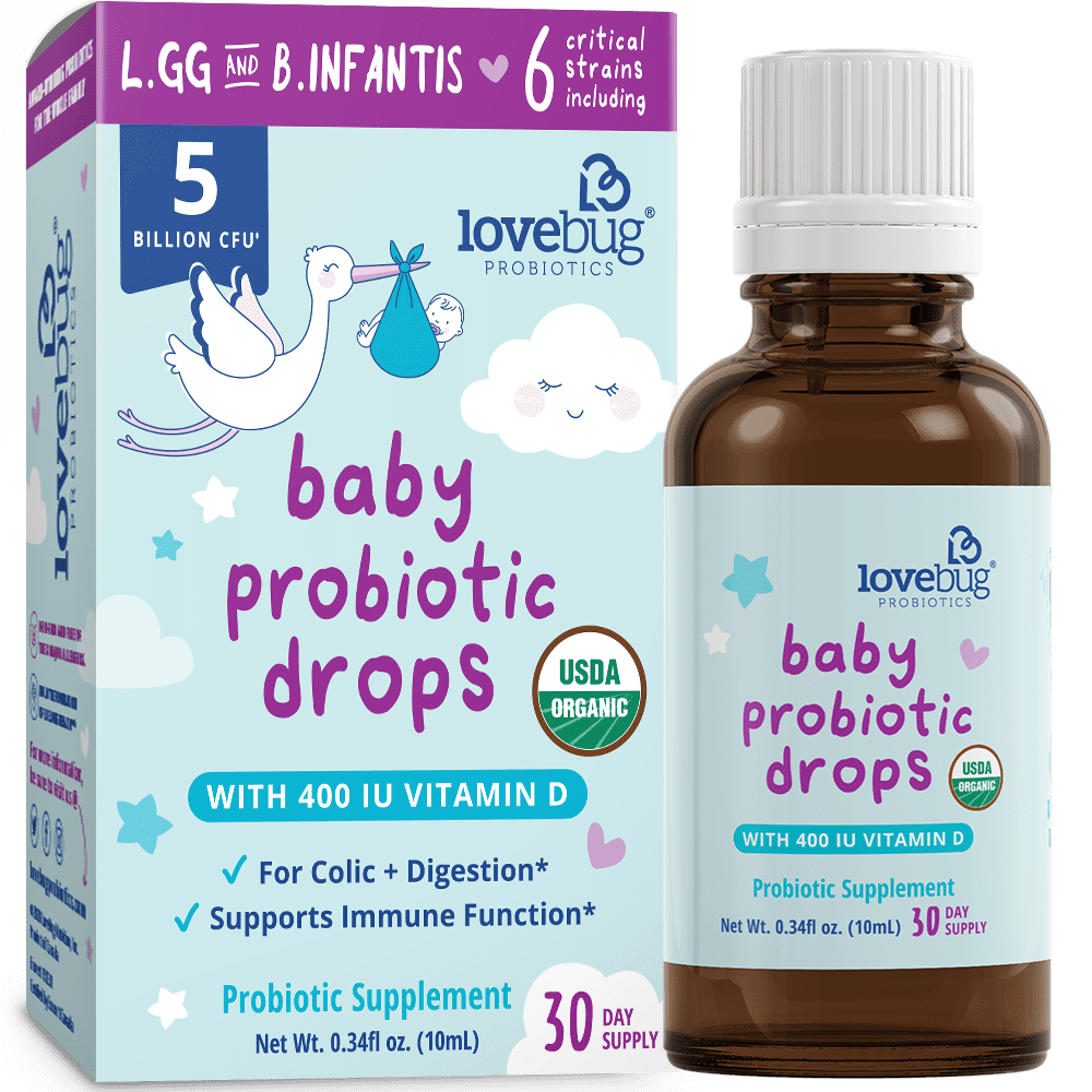 LoveBug Probiotics Baby Probiotic Drops, 5 Billion CFU, 0.34 fl oz (10 ml)