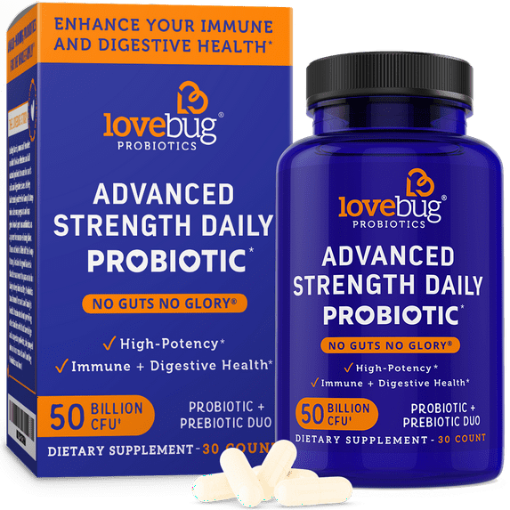 LoveBug Probiotics No Guts No Glory Advanced Strength Daily Probiotic, 30 Count