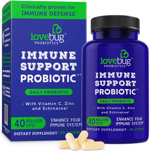 LoveBug Probiotics Unisex Immune Support Daily Probiotics, 30 Count