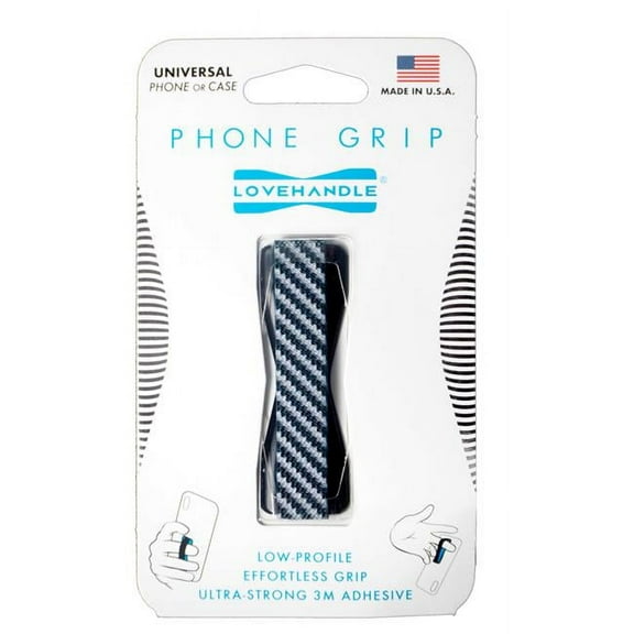 LoveHandle 9049114 Black & Gray Carbon Fiber Phone Grip for All Mobile Devices