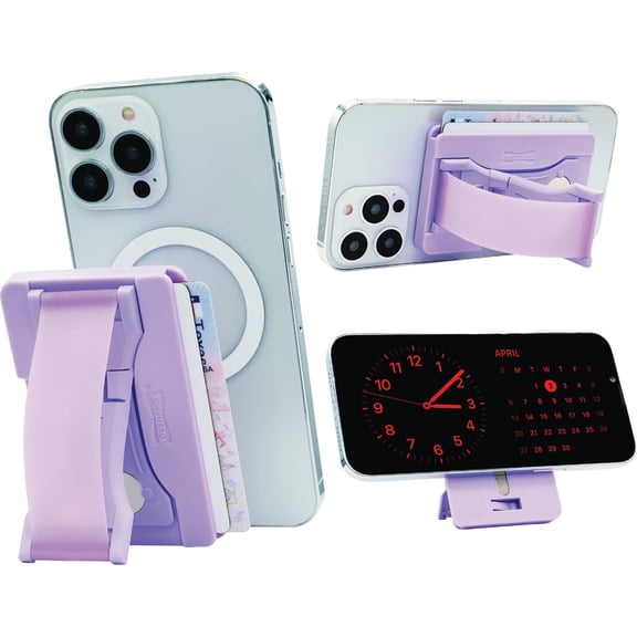 LoveHandle Phone Wallet with Kickstand and Adapter Ring for MagSafe, Phone Card Holder, Wireless Charging Compatible, Wallet Compatible with MagSafe - Lavender Glow on Lavender