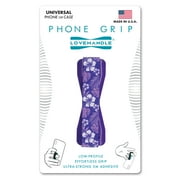 LoveHandle Universal Phone Grip for Most Smartphones, Mini Tablets and Cases, Hibiscus Purple Design Elastic Strap with Purple Base