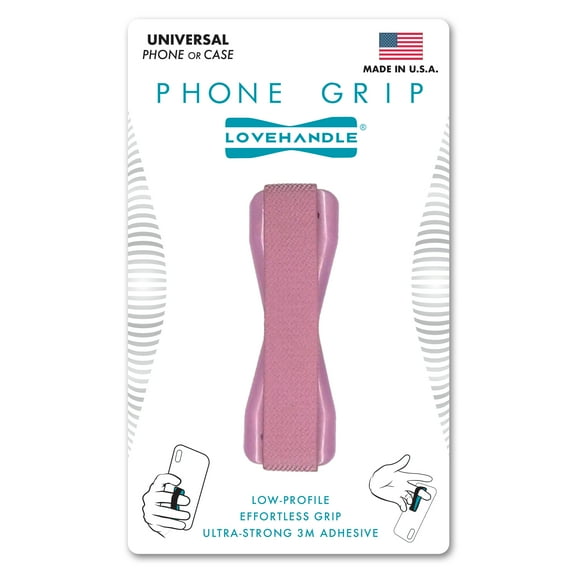 LOVEHANDLE Universal Phone Grip for Smartphones & Mini Tablets - Phone Holder for Hand - Wireless Charging Compatible - Made in The USA - Solid Blush C41