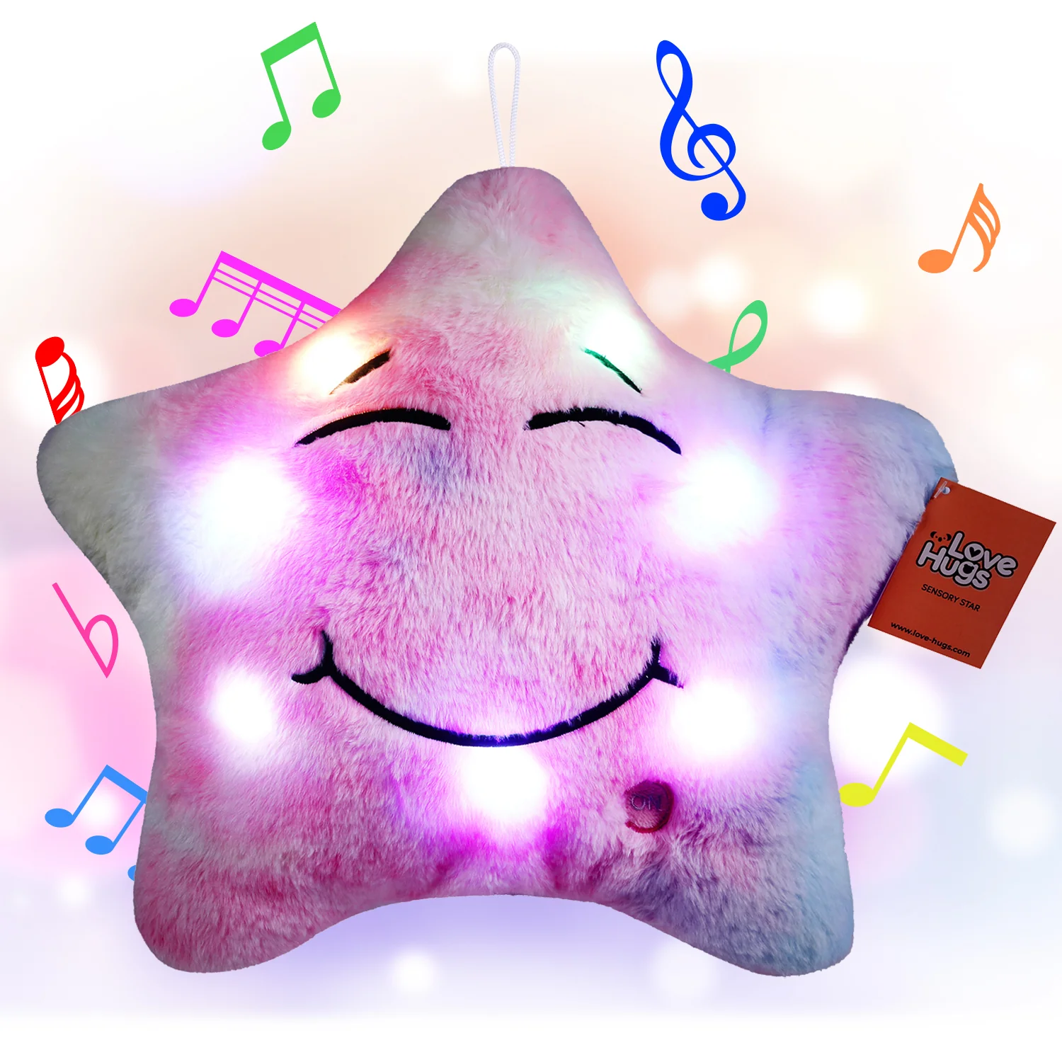LoveHugs Musical Star Pillow Light up Toy. Sensory Toys for Autistic Kids