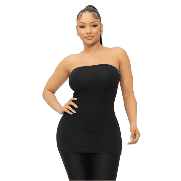 LoveJ Julia Strapless Side Shirring Cami Tube Top, Women's, Black, Medium