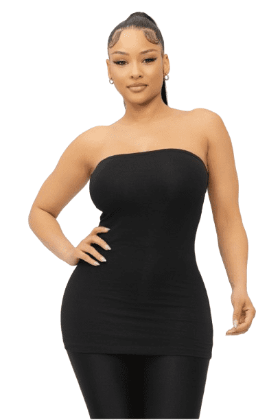 LoveJ Julia Strapless Side Shirring Cami Tube Top, Women's, Black, Medium