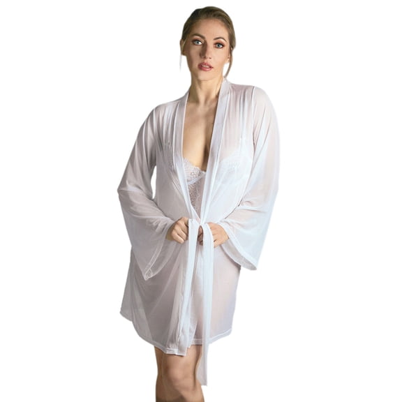 LoveMoi Women's Mesh Charlotte Robe with Kimono-Style Sleeves - Womens - Female
