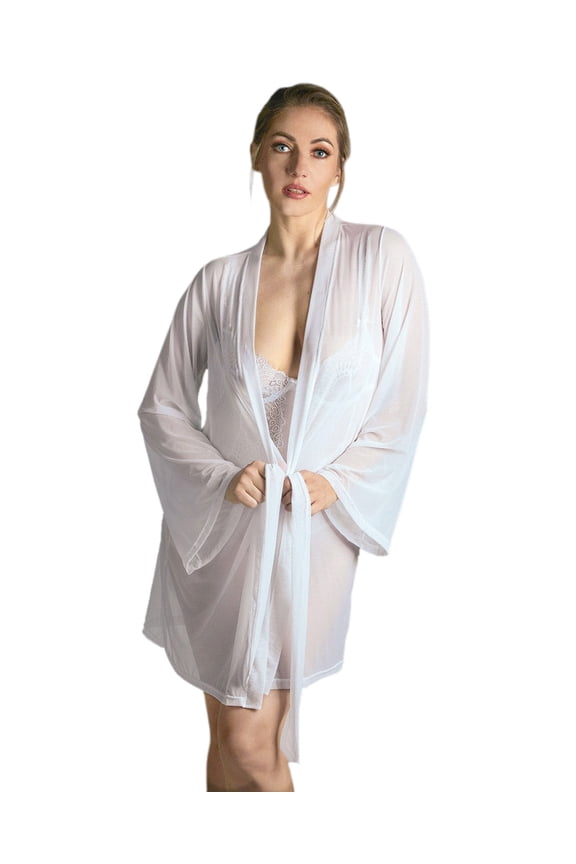 Women's Mesh Charlotte Robe with Kimono-Style Sleeves - Womens - Female