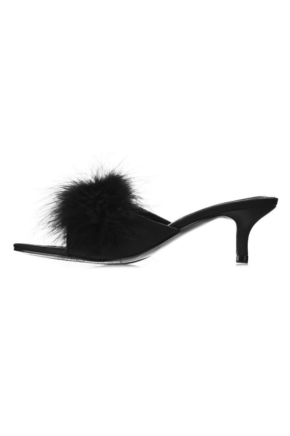 Women's Mona Marabou Hard Sole Slender Heel Slipper - Womens - Female