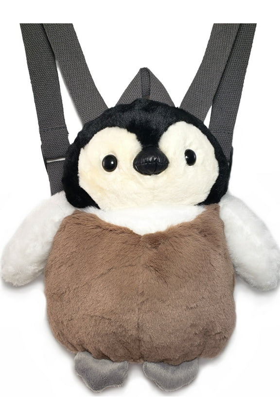 Penguin Backpack Soft Plush Cute Animal Bag 12" T x 9" W, Straps 33" Adjustable All Ages