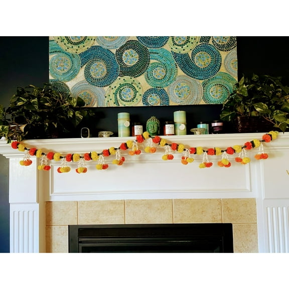 LoveNspire Handcrafted Marigold Garland, Wedding and Festival Decoration, 5 ft