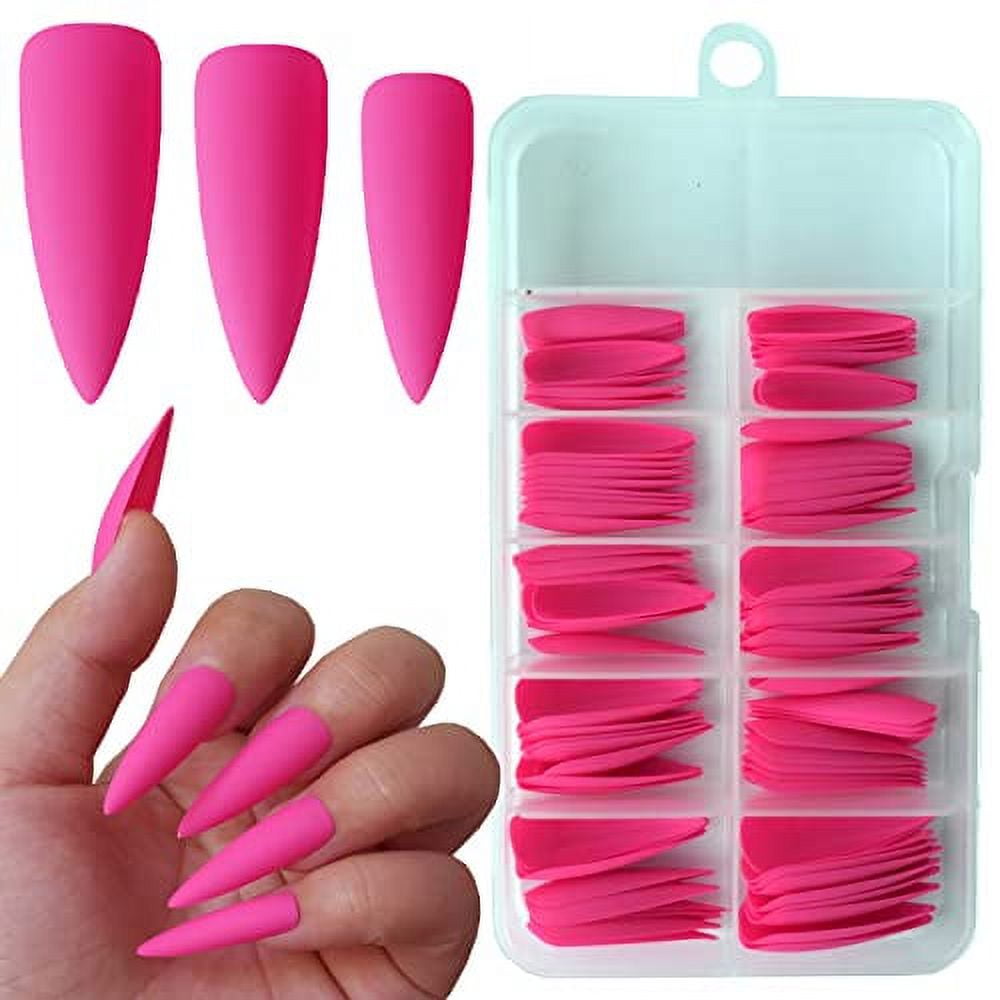 Loveourhome 100pc Long Stiletto Press On Nails Full Cover Pointy Fake