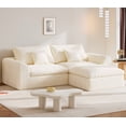 thumbnail image 1 of YVDNHP 91" L Shaped Couc, Modular Sectional Sofa, Boneless 2 Seater Deep Seat Sofa with Ottoman, Comfy Plush Flannel Fabric, for Living Room, Apartment, Office, No Assembly Required, White, 1 of 9