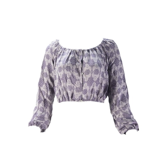 LoveShackFancy Women's Button Down Popover Top 0/XS Lilac Smoke