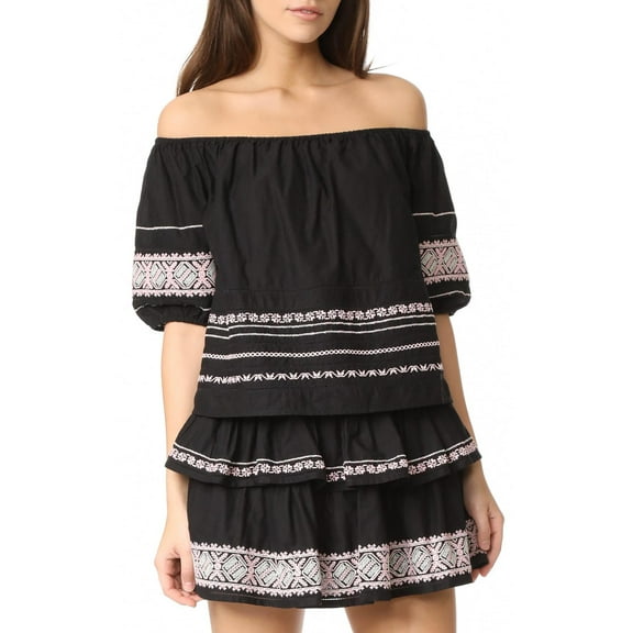 LoveShackFancy Women's Off-The-Shoulder Frida Top XS Black
