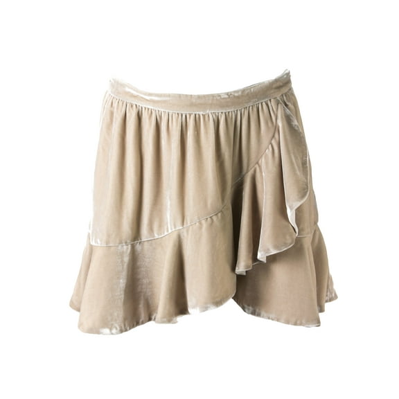 LoveShackFancy Women's Velvet Clementine Skirt Sz 2 Toasted Almond