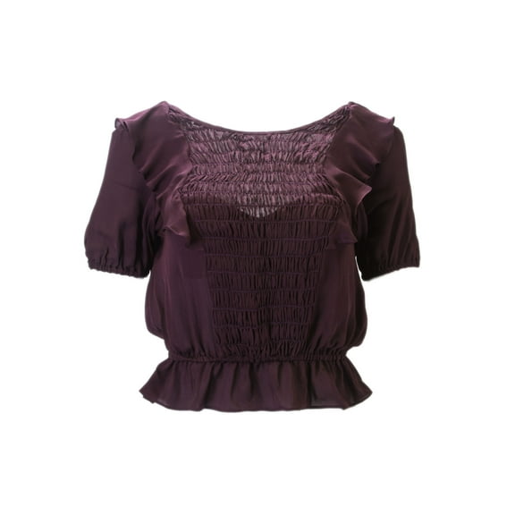 LoveShackFancy Women's Zoe Ruffle Top 0/X-Small Merlot