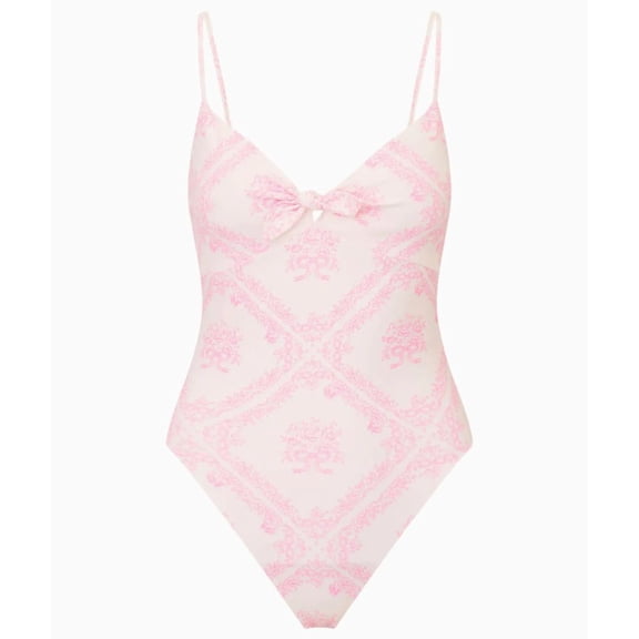 LoveShackFancy Women's Zyra One-Piece Toile Swimsuit, Ivory Heirloom, M