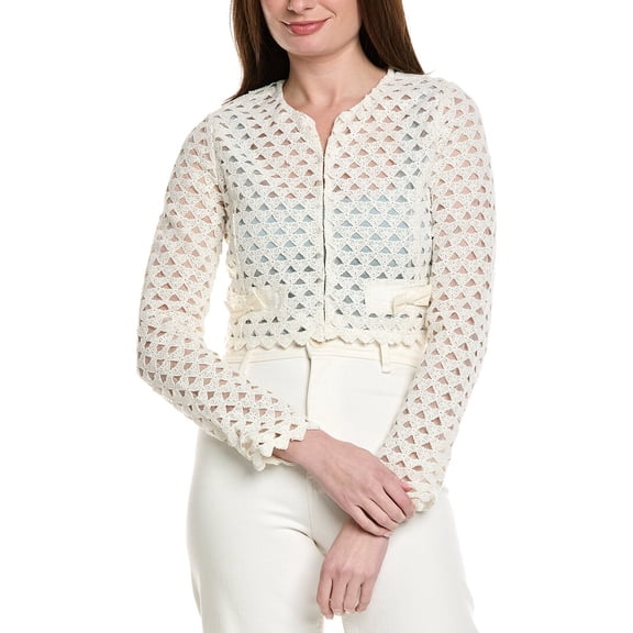 LoveShackFancy womens Alaya Jacket, 4, White