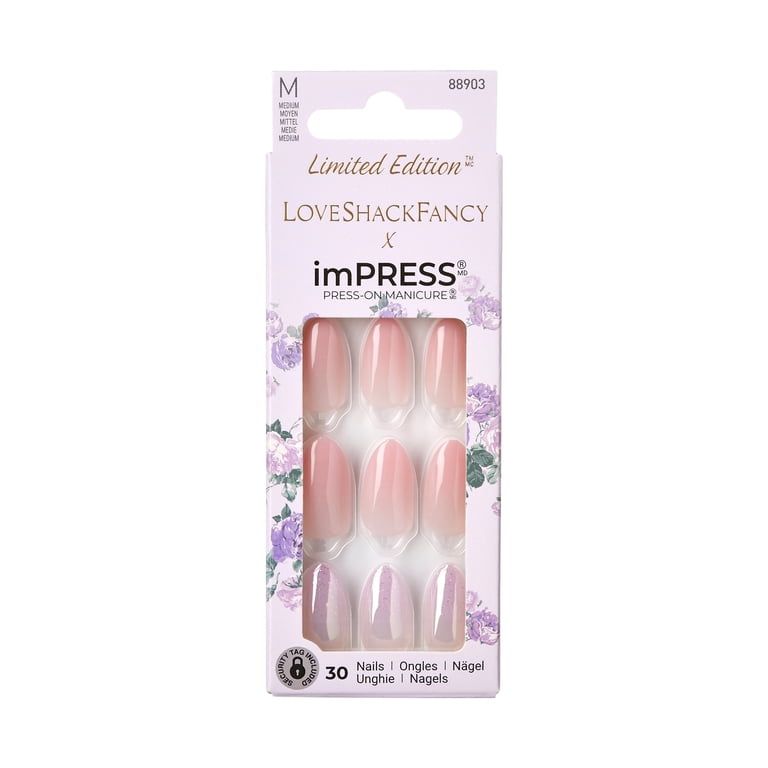 KISS USA, LoveShackFancy x imPRESS Press-On Nails, Pink, 30 Pieces