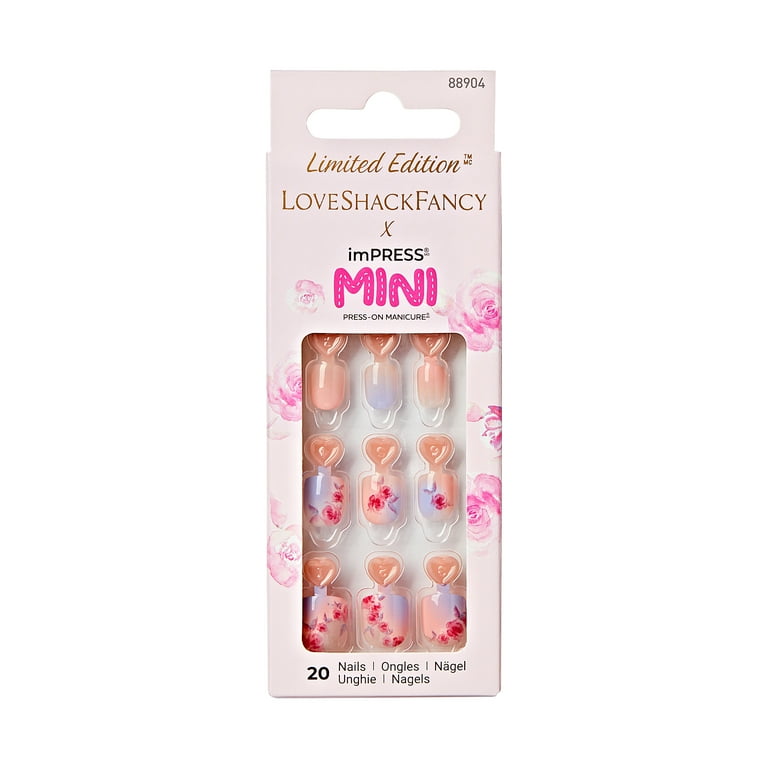 LoveShackFancy x imPRESS Mini Limited Edition Square Kids Press On Nails Pink 20 Pieces