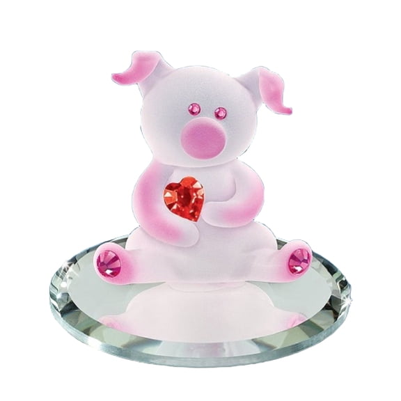 Loveable Pig Glass Figurine