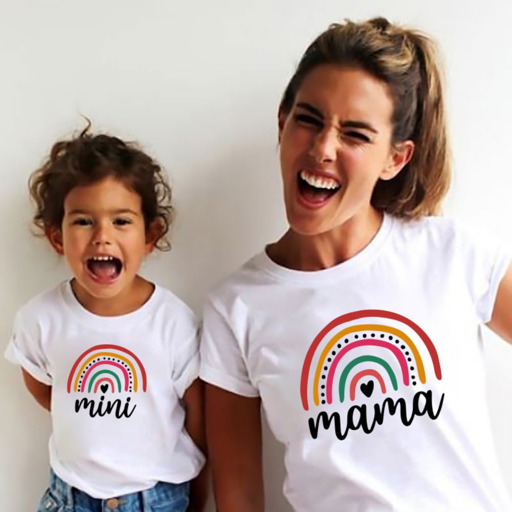 Loveaby Family Matching Mother Daughter Women Girls Tops Rainbow