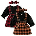thumbnail image 1 of Lovebay 0-18M Newborn Baby Girl Fall Clothes Lace Sleeve Jumpsuit + Suspender Skirts + Headband Infant Overalls Dress, 1 of 13
