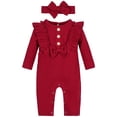 thumbnail image 1 of Lovebay 0-18M Newborn Infant Baby Girl Bodysuit One-pieces Outfits + Headband Clothes, 1 of 11