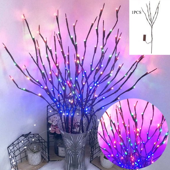 Lovebay 1Pcs Led Branch Light Battery Operated Lighted Branch Willow Tree Artificial Twig 30 Inch 20 LED for Home Romantic Decoration Multicolor (1PCS 5 Branches)